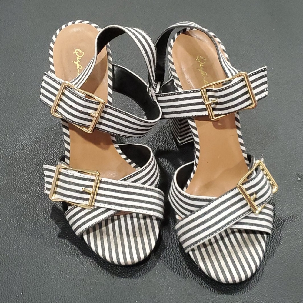 Blue & White Blocked Heels